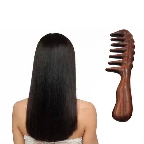 Ahşap Sandal Ağacı Gugu Masaj Yüz Masaj Gua Sha Saç Tarağı Model 6 - Resim 4