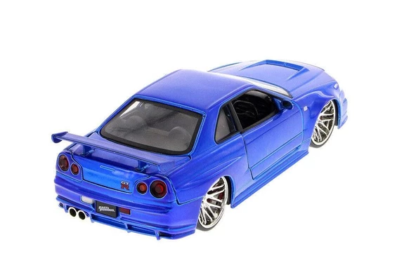 Jada 1:24 Hızlı Ve Öfkeli Fast And Furious Brian's Nissan Skyline GT-R [BNR34] Mavi Model Araba - 8