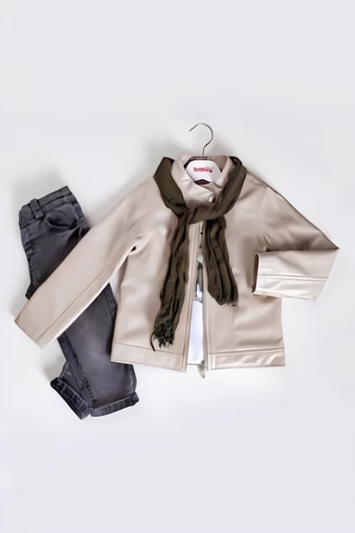 Erkek Çocuk Deri Ceketli 3'lü Takım - 3