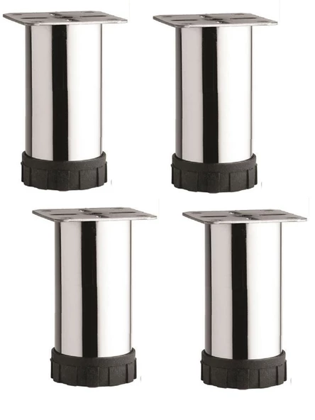 Metal Baza Dolap Ayağı Krom Kalın Çap 45mm yükseklik 8cm 4 adet 1 takım