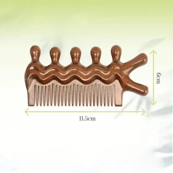 Ahşap Sandal Ağacı Gugu Masaj Yüz Masaj Gua Sha Saç Tarağı Model 7 - Resim 2