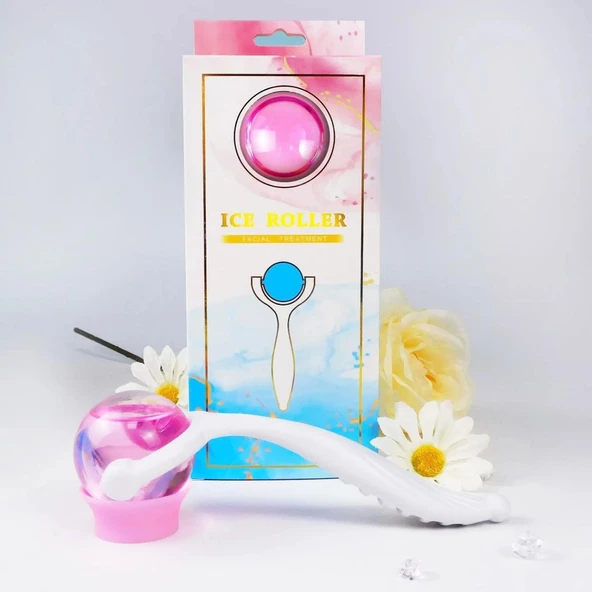 Face İce Roller Sıcak ve Soğuk Gua Sha Yüz Masaj Silindiri Pembe Renk ürün görseli