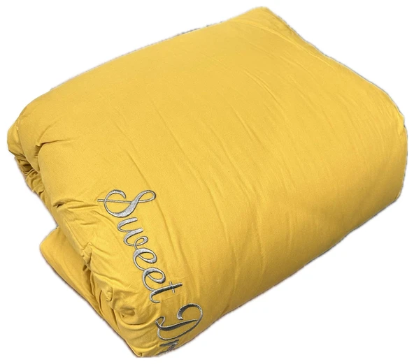 Clasy Saten %100 Pamuk Ranforce Tek kişilik Yorgan Sweet Dreams V3 Sarı-Gri - 2