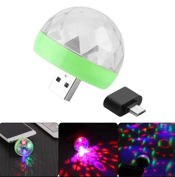 4w Usb Müzik Ritimli Ledli Sihirli Disko Topu Mikro Usb Otg Adaptörü ile