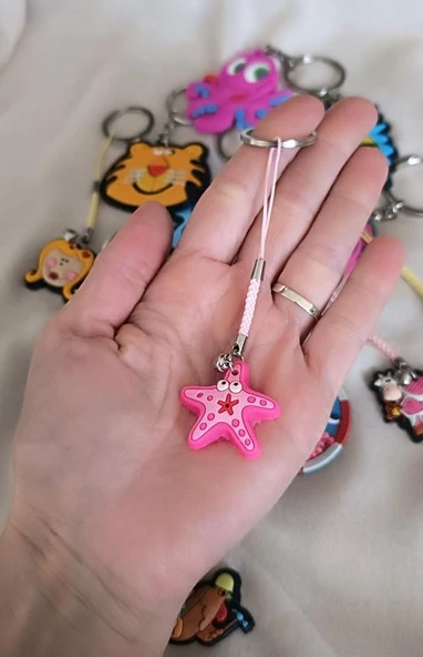 Anahtarlık 12 Adet Sevimli Aslan Fil Ahtapot İnek Horoz Öğrenci Okul Araba Çanta Cüzdan Süsü - 3