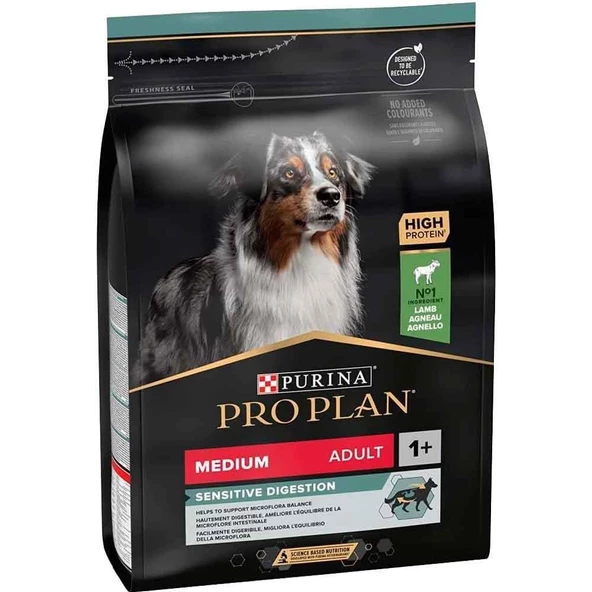 Pro Plan Medium Sensitive Digestion Kuzulu ve Pirinçli Orta Irk Yetişkin Köpek Maması 3kg