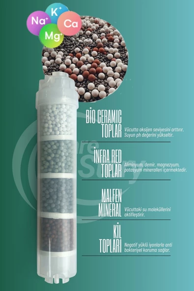 Su Arıtma 6 Filtre 9 Aşama PH Alkalin Filtre Takımı 6 Filtre 9 Aşama Mineral Filtre Seti Membransız - 6