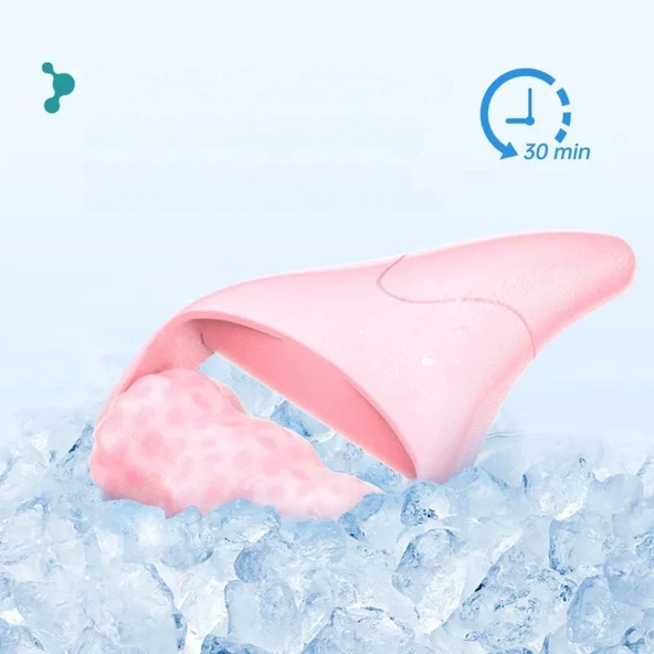 Ice Roller Gua Sha Tırtıklı Yüz Masaj Aparatı Pembe Renk - Resim 3