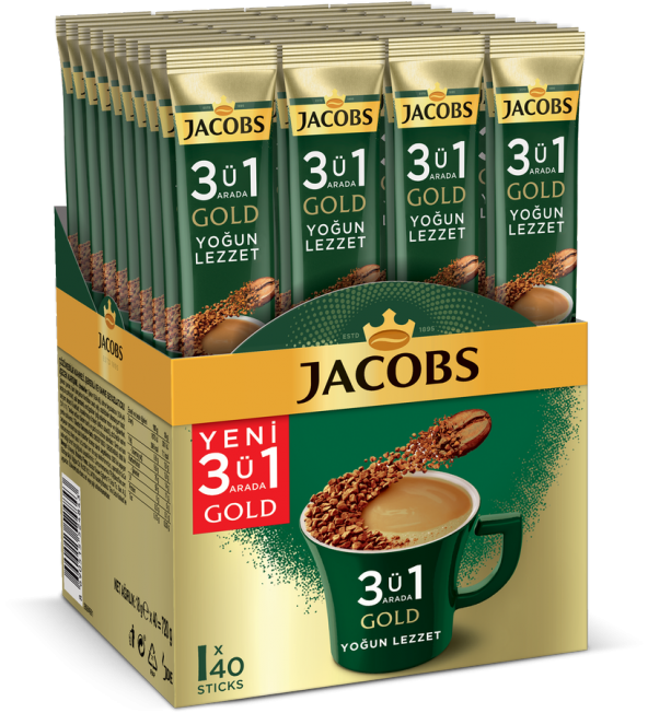 Jacobs 3ü1 Arada Gold Kahve Karışımı Yoğun Lezzet 40 Adet