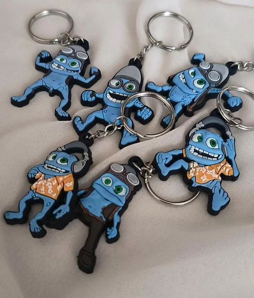 Anahtarlık 6 Adet Sevimli Crazy Frog Araba Çanta Cüzdan Süsü - Resim 3
