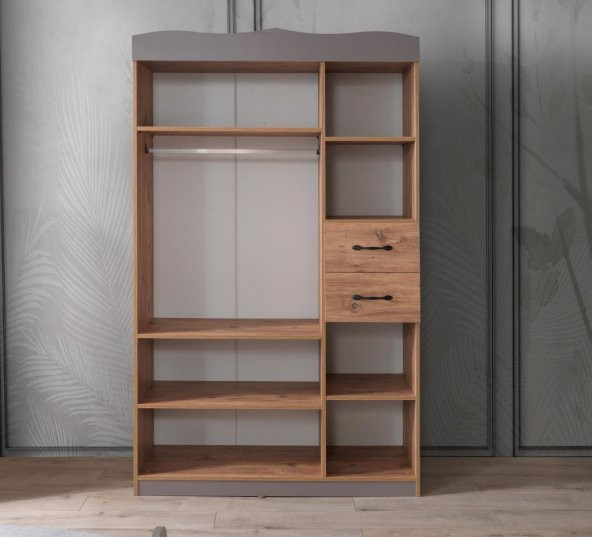 Aynalı 3 Kapılı 2 Çekmeceli Gardırop Elbise Dolabı 130x50x210cm - 3