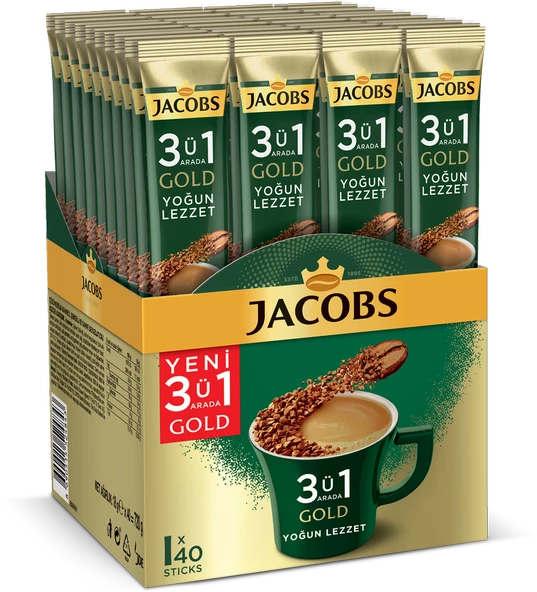 Jacobs 3ü1 Arada Gold Kahve Karışımı Yoğun Lezzet 40 Adet