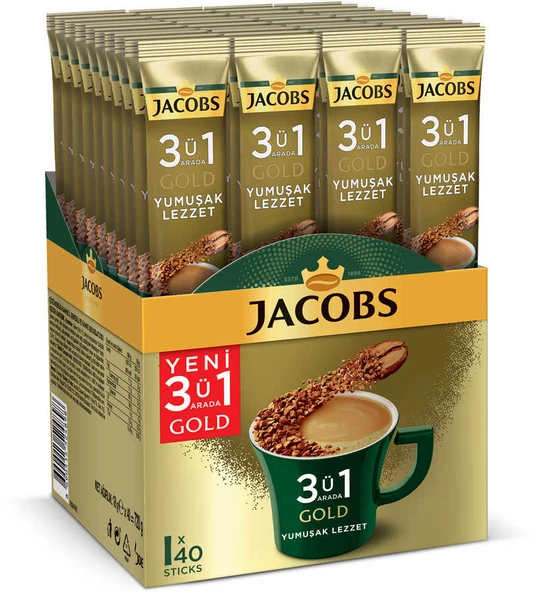 Jacobs 3ü1 Arada Gold Kahve Karışımı Yumuşak Lezzet 40 Adet