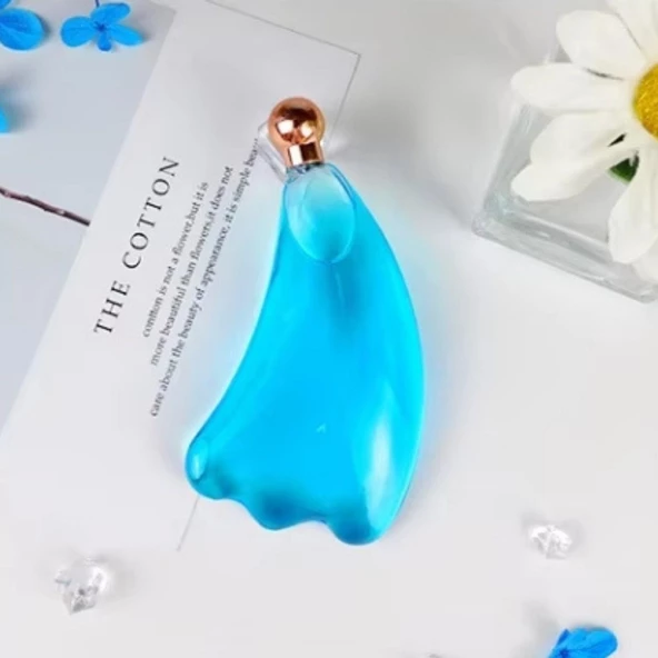 Face İce Roller Sıcak ve Soğuk Yüz Masaj Gua Sha Aparatı Mavi Renk - Resim 3