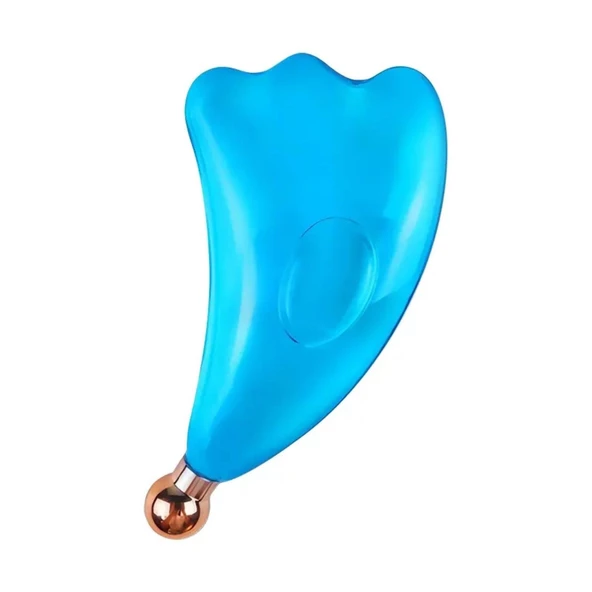 Face İce Roller Sıcak ve Soğuk Yüz Masaj Gua Sha Aparatı Mavi Renk ürün görseli 1