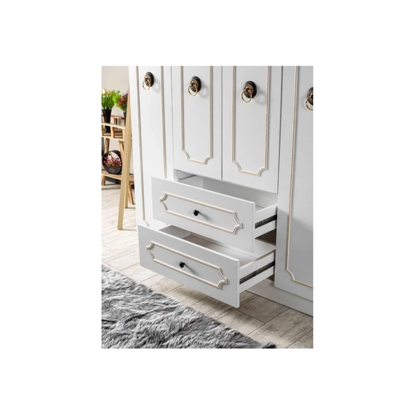 İpek Mobilya 4 Kapılı Kapaklı Dolap 140cm Beyaz (Montaj ve Kurulum ÜCRETSİZDİR) - 2