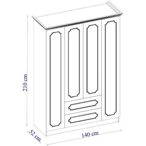 İpek Mobilya 4 Kapılı Kapaklı Dolap 140cm Beyaz (Montaj ve Kurulum ÜCRETSİZDİR) - 4
