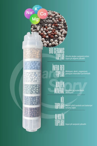 Su Arıtma 6 Filtre 11 Aşama PH Alkalin Filtre Takımı 6 Filtre 11 Aşama Mineral Filtre Set Membransız - 6