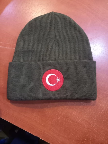 koyu yeşil bayraklı bere unisex model standart beden - 3