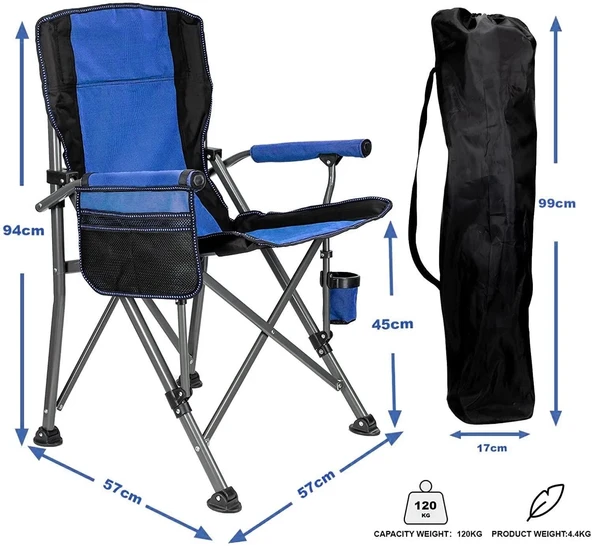 Madfox Roxy Katlanır Kamp Sandalyesi Mavi - 6