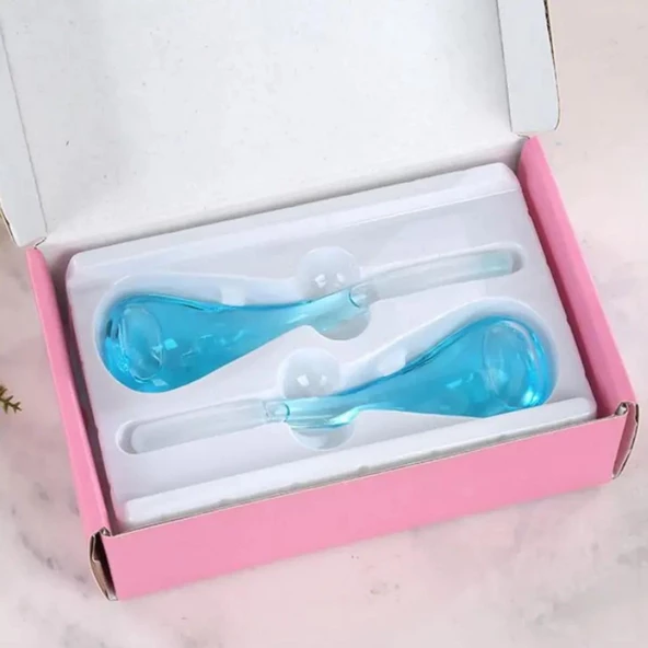 Face İce Roller Gua Sha Çiftli Yüz Buz Masaj Topu Mavi Renk ürün görseli