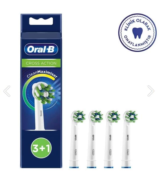 Oral-B Cross Action Clean Maximizer 3+1 Yedek Fırça Başlığı Beyaz