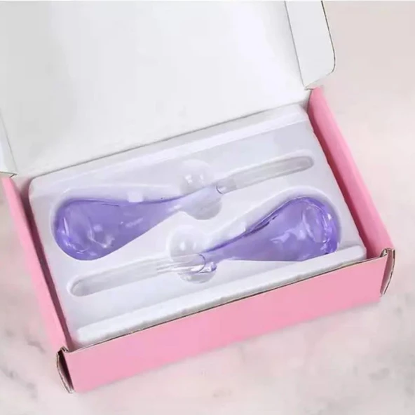 Face İce Roller Gua Sha Çiftli Yüz Buz Masaj Topu Mor Renk ürün görseli