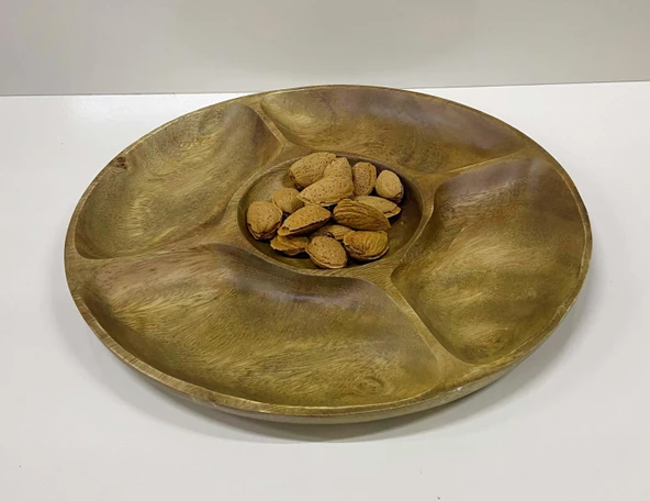 Ahşap Sunumluk Çerezlik Bolmeli Tabak 33 CM