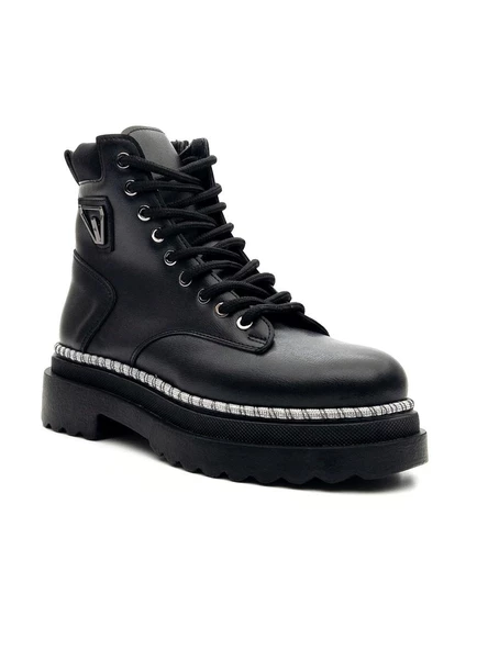 Potinonline K35 Kadın Kalın Taban Sim Detay Kısa Postal Bot - 8