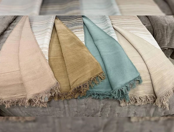 Özdilek Pamuklu Dizüstü Tv Battaniye (130x170)-Striped Camel - 2