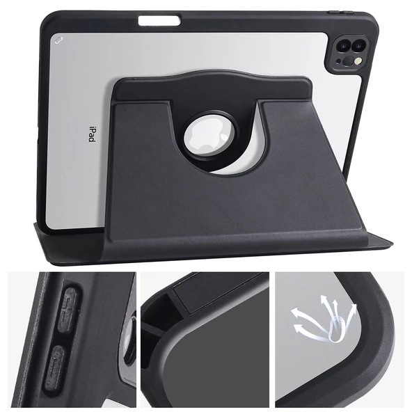 İpad Pro 11 2024 M4 Mvv83tu/a Mwr83tu/a Termik Kalem Bölmeli Dönebilen Standlı Kılıf - 5