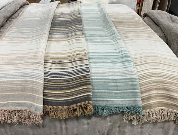 Özdilek Pamuklu Dizüstü Tv Battaniye (130x170)-Striped Camel