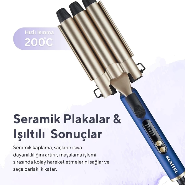 Kumtel Profesyonel Seramik Wag Su Dalgası Saç Maşası HHC-03 - 3