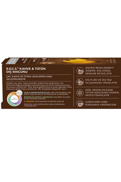 Rocs Coffee & Tobacco Diş Macunu 74 gr - 2