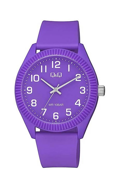 QQ V12A-005VY Plastik Kordon 10 Bar Su Geçirmezlik Mor Unisex Kol Saati