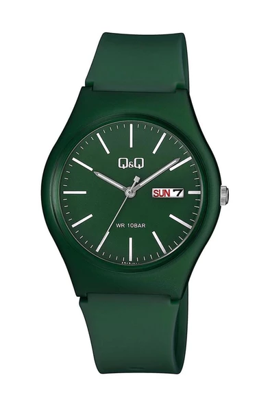 QQ A212J013Y Plastik Kordon 10 Bar Su Geçirmezlik Yeşil Unisex Kol Saati