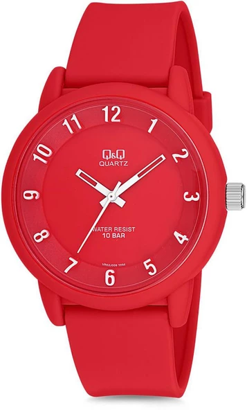 QQ VR52J009Y Plastik Kordon 10 Bar Su Geçirmezlik Kırmızı Unisex Kol Saati
