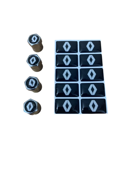 RENAULT LOGOLU 4 ADET SİBOP KAPAK VE 10 ADET RENAULT LOGOLU STICKER  (1.8 CM X 1.1.CM) - 2