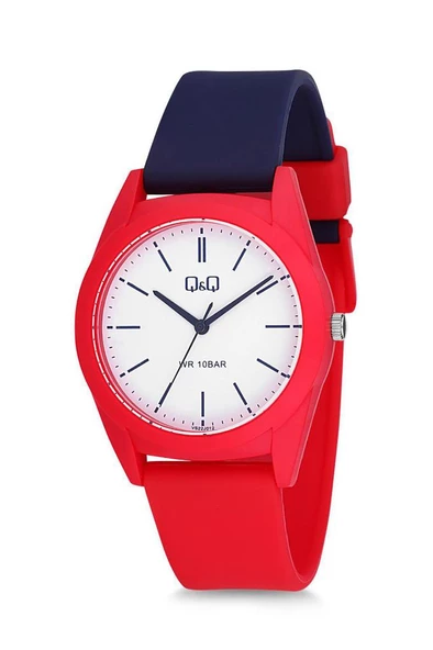 QQ VS22J012Y Plastik Kordon 10 Bar Su Geçirmezlik Lacivert-Kırmızı Unisex Kol Saati