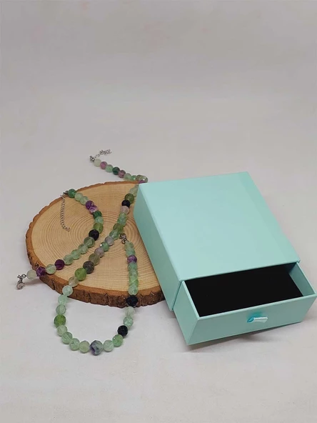 Parlayan Yıldızlar Serisi Florit Taşı Kolye & Bileklik Seti - Resim 3