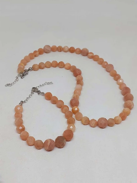 Parlayan Yıldızlar Serisi Güneş Taşı Kolye & Bileklik Seti - Resim 5