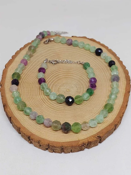 Parlayan Yıldızlar Serisi Florit Taşı Kolye & Bileklik Seti - Resim 7