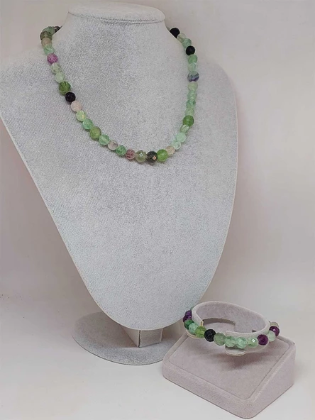 Parlayan Yıldızlar Serisi Florit Taşı Kolye & Bileklik Seti - Resim 2