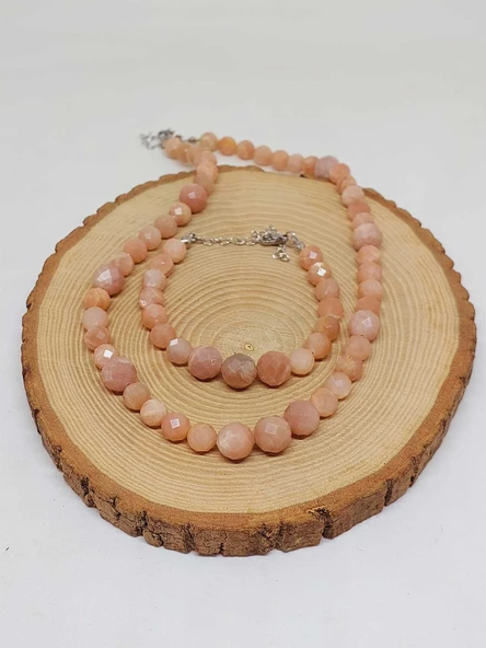 Parlayan Yıldızlar Serisi Güneş Taşı Kolye & Bileklik Seti - Resim 7