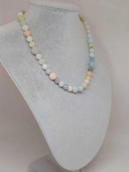 Parlayan Yıldızlar Serisi Morganit Taşı Tasarım Kolye - Resim 4