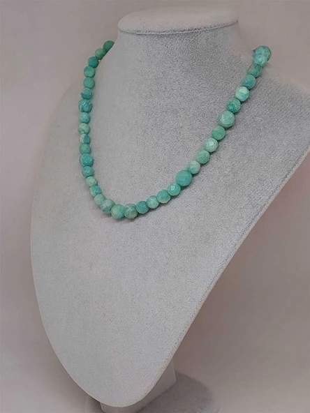 Parlayan Yıldızlar Serisi Amazonit Taşı Tasarım Kolye - Resim 5