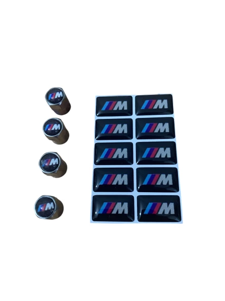 BMW MMM LOGOLU 4 ADET SİBOP KAPAK VE 10 ADET MMM LOGOLU STICKER  (1.8 CM X 1.1.CM) - Resim 2