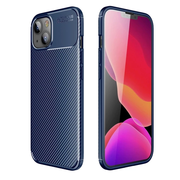 iPhone 14 / 13 Kılıf Focus Carbon Desen Silikon Arka Kapak - 2