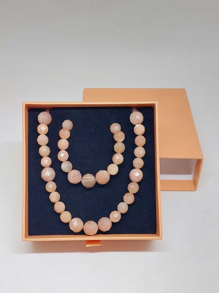 Parlayan Yıldızlar Serisi Güneş Taşı Kolye & Bileklik Seti - Resim 6