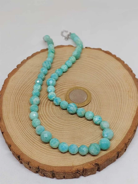 Parlayan Yıldızlar Serisi Amazonit Taşı Tasarım Kolye - Resim 3